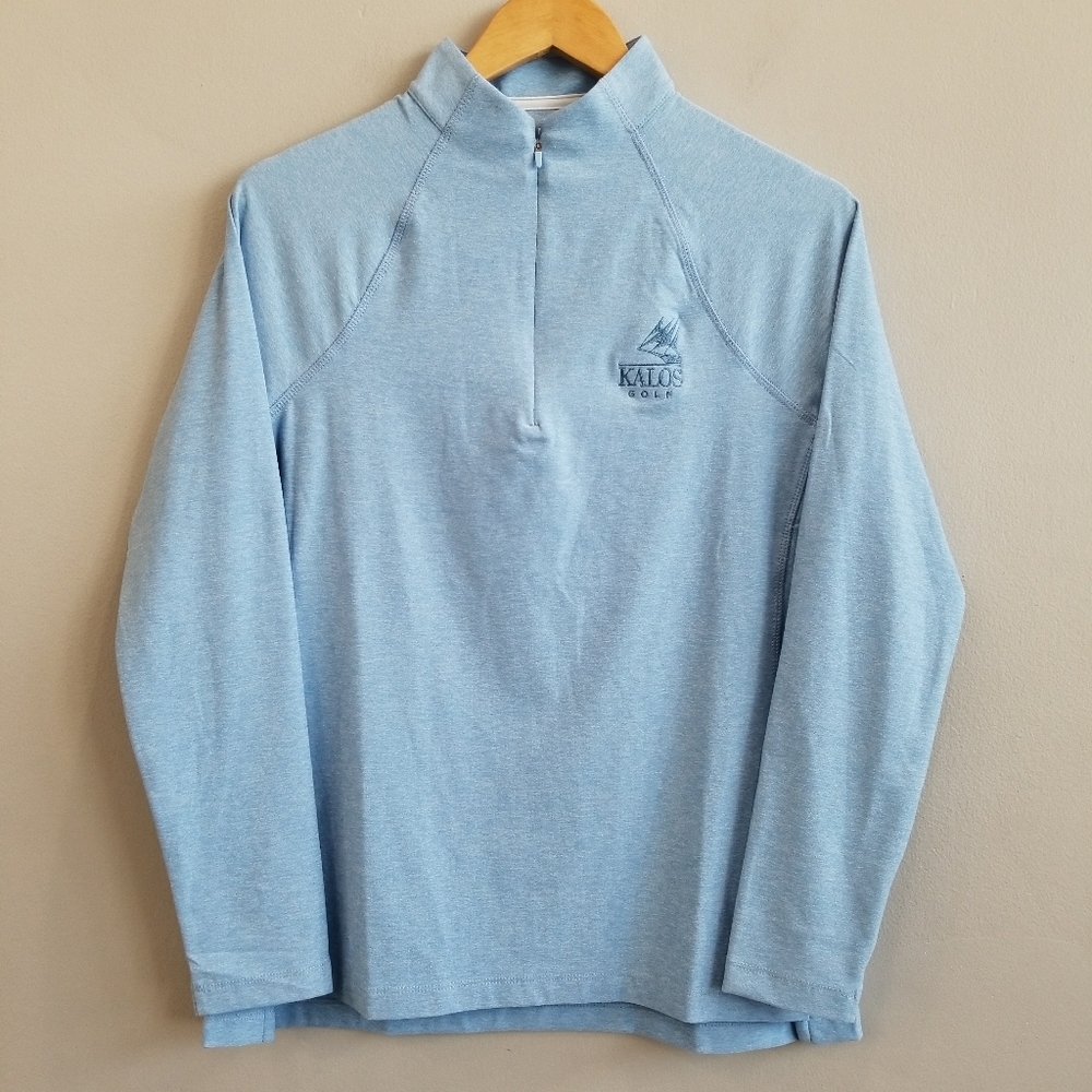 Peter Millar KALOS Golf Women's Perth Melange Raglan-Sleeve 1/4 Zip Blue Medium